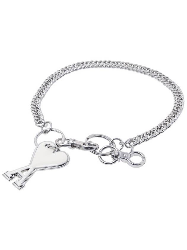 Logo Charm Chain Keyring Silver - AMI - BALAAN 10