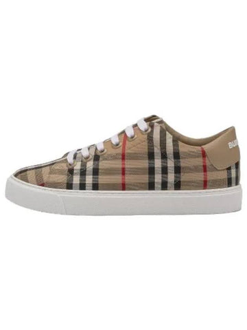Vintage Check Leather Sneakers Archive Beige - BURBERRY - BALAAN 1