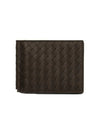 Intrecciato Money Clip Card Wallet Dark Brown - BOTTEGA VENETA - BALAAN 4