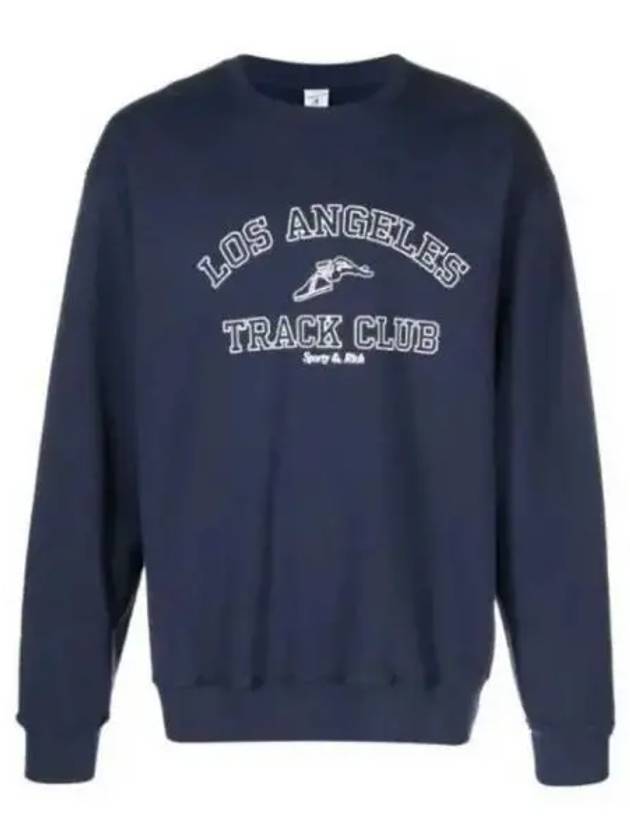 Logo Crew Neck Cotton Sweatshirt Navy - SPORTY & RICH - BALAAN 2