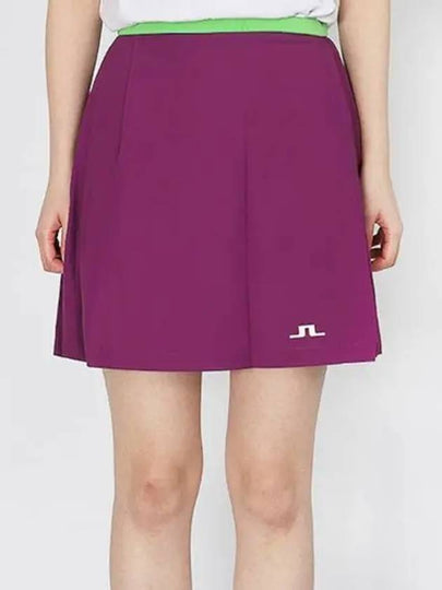 Women's Sierra Golf Pleated Skirt Green Purple - J.LINDEBERG - BALAAN 2