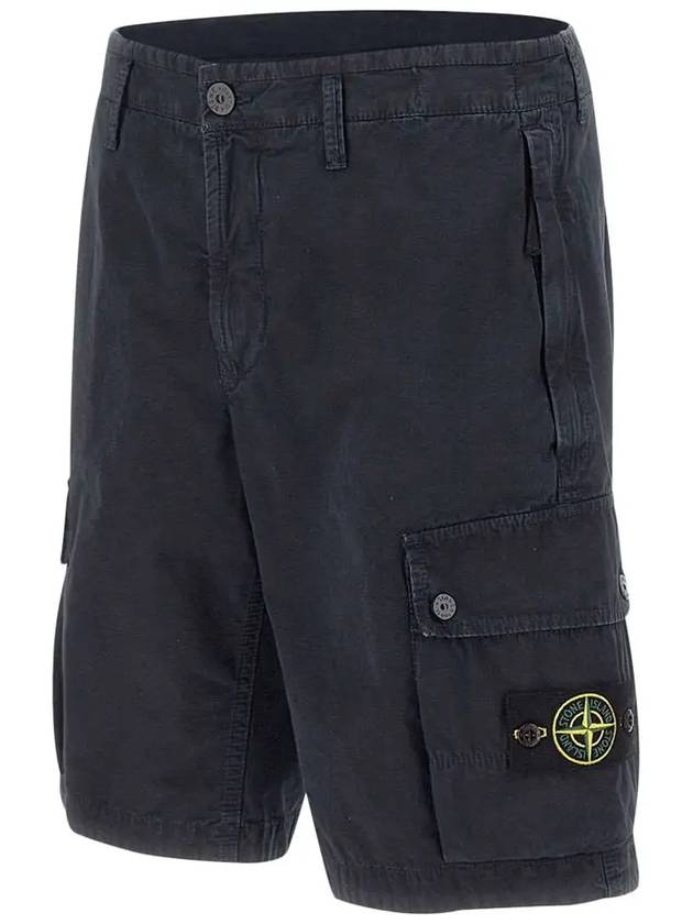 Men's Logo Patch Cargo Bermuda Shorts Blue - STONE ISLAND - BALAAN 4