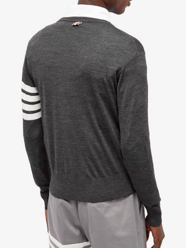 4 Bar Armband Classic Merino Wool Knit Top Dark Grey - THOM BROWNE - BALAAN 3