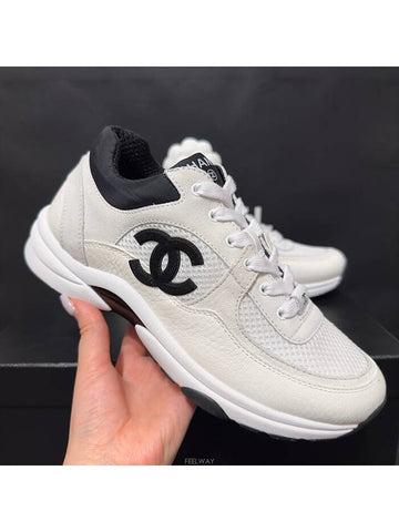 Women's Cruise Sneakers White Mesh Calfskin - CHANEL - BALAAN 1