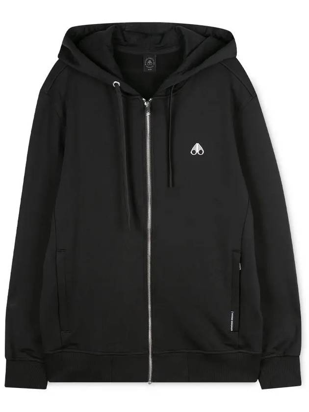 Dundas Logo Patch Cotton Zip Up Hoodie Black - MOOSE KNUCKLES - BALAAN 4