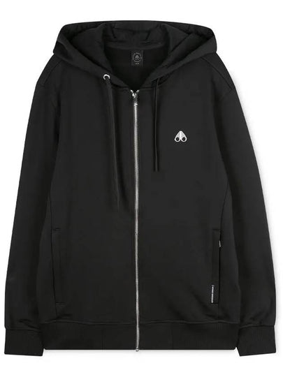 Dundas Logo Patch Cotton Zip Up Hoodie Black - MOOSE KNUCKLES - BALAAN 2