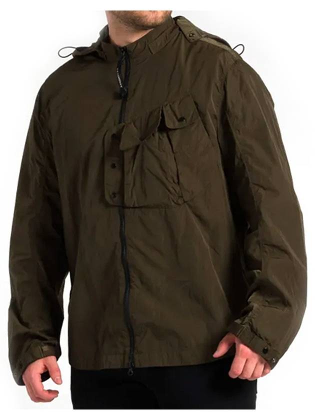 Men's Chrome R Goggles Hooded Zip-Up Jacket Khaki - CP COMPANY - BALAAN 2