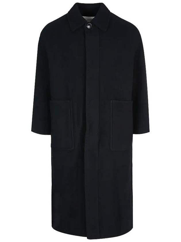 Oversized Wool Single Coat Black - AMI - BALAAN 3