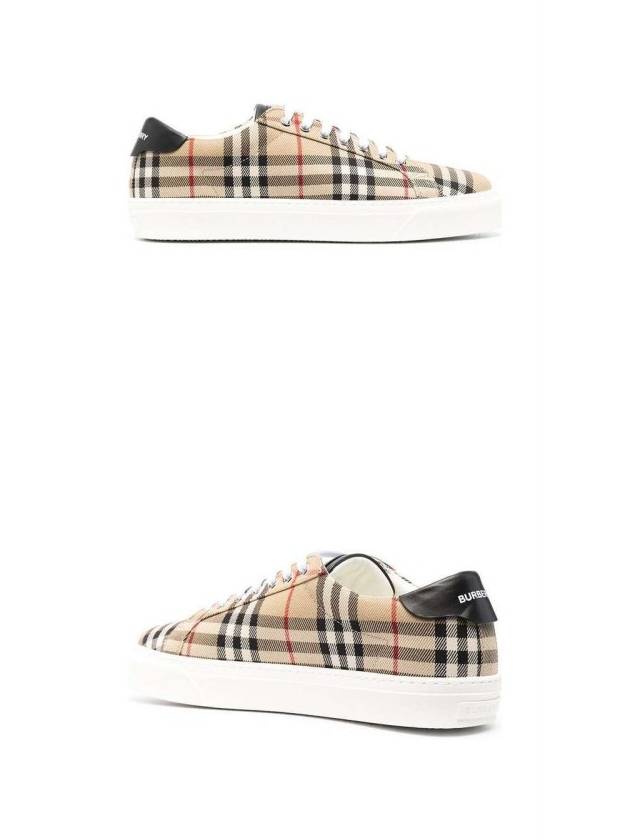 Men's Vintage Check Leather Low Top Sneakers Archive Beige - BURBERRY - BALAAN 5