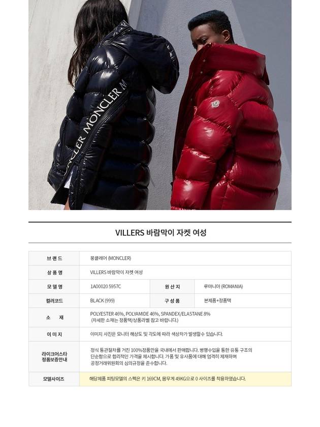 Women's Villers Windbreaker Black - MONCLER - BALAAN.