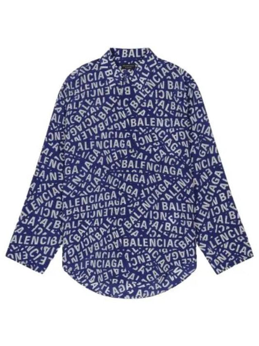 All over logo shirt blue - BALENCIAGA - BALAAN 1