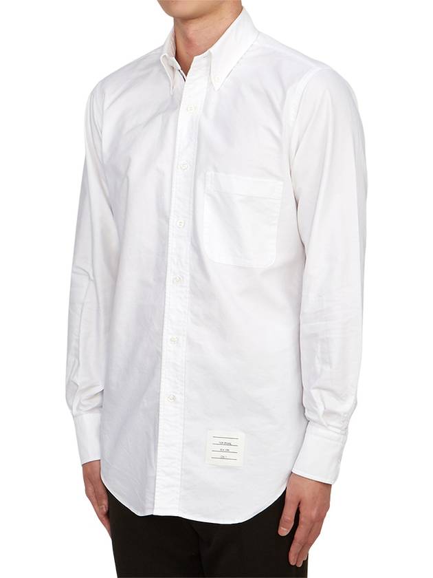 Men's Logo Patch Classic Cotton Long-Sleeve Shirt White - THOM BROWNE - BALAAN 4