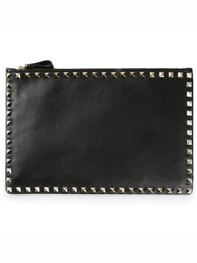 Rockstud Medium Clutch NWP00269 0NO Black - VALENTINO - BALAAN 2