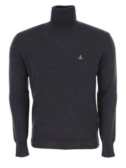 Men's Embroidered Logo Knit Turtleneck Black - VIVIENNE WESTWOOD - BALAAN 2