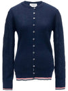 Women's Baby Cable Wool Crepe Crew Neck Cardigan Navy - THOM BROWNE - BALAAN 3