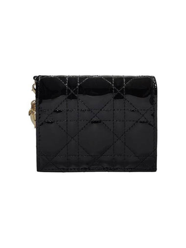 S0178OVRB 900U Black Patent Cannage Half Wallet - DIOR - BALAAN 1