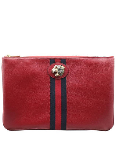 573795 Raja Tiger goldplated red clutch bag - GUCCI - BALAAN 1