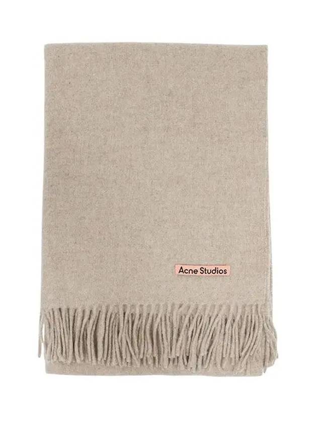 Logo Wool Fringe Scarf Oatmeal Melange - ACNE STUDIOS - BALAAN 2