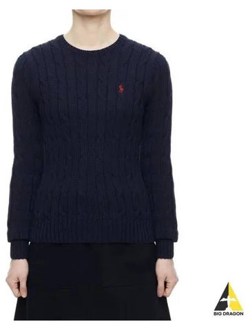 W slim fit cable knit sweater navy - POLO RALPH LAUREN - BALAAN 1