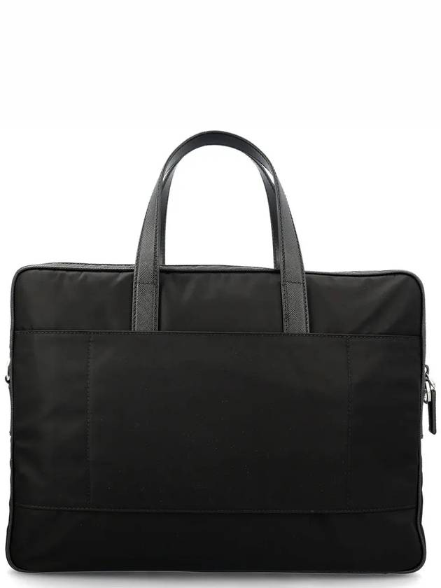 Re-Nylon Saffiano Leather Briefcase Black - PRADA - BALAAN 4