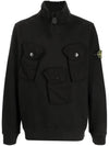 Wappen Patch Multi-Pocket Mock Neck Sweatshirt Black - STONE ISLAND - BALAAN 3