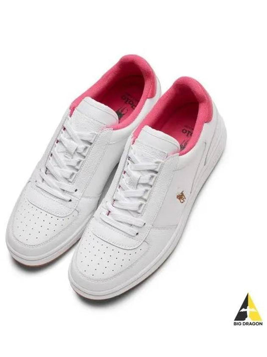 Polo Court Leather Low Top Sneakers White Pink - POLO RALPH LAUREN - BALAAN 1