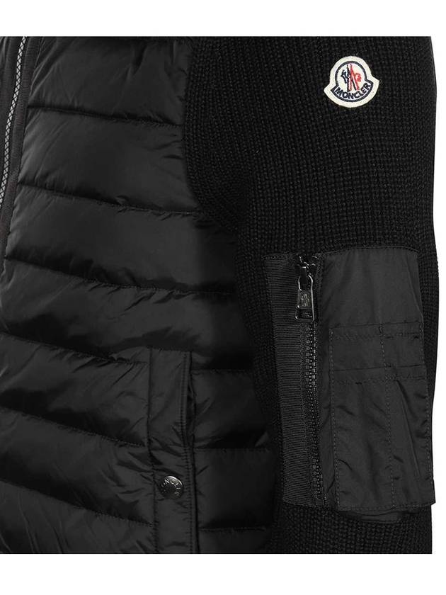 Padded Wool Hooded Jacket Black - MONCLER - BALAAN 6