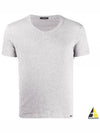 Cotton V-neck Short Sleeve T-Shirt Grey - TOM FORD - BALAAN 2