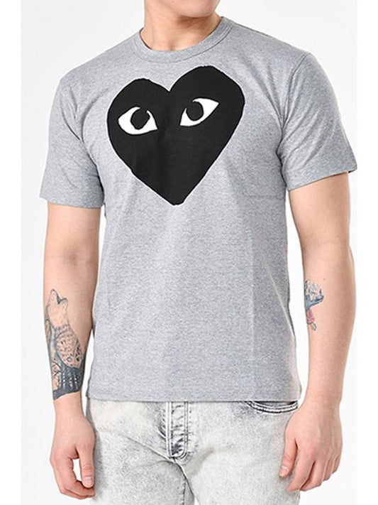 P1T084 Big heart print short sleeved T shirt gray AZ T084 051 1 - COMME DES GARCONS - BALAAN 2