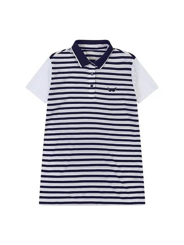 Poly Rayon Stripe Yoko Golf T-Shirt NAVY - WHITEBALL - BALAAN 6