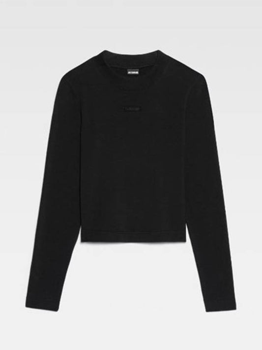 Le Gros Grain Manches Longues Grosgrain Logo Long Sleeve T-Shirt Black - JACQUEMUS - BALAAN 2