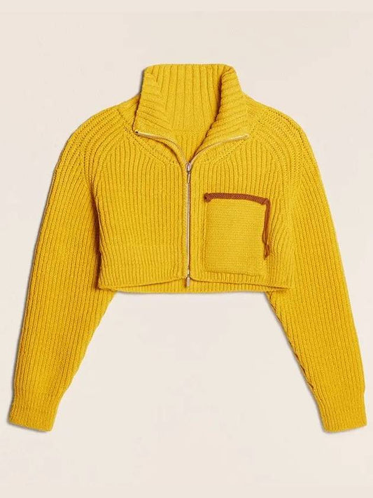 Le Cardigan Acro Coat High Neck Cardigan Yellow - JACQUEMUS - BALAAN 2