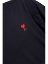 Heart Embroidered Logo Crew Neck Knit Top Navy - AMI - BALAAN 5