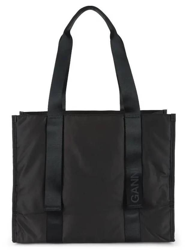 Women's Recycled Tech Medium Tote Bag Black - GANNI - BALAAN 1