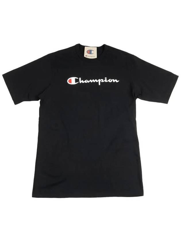 Heritage Shorts Direct Flock Script Short Sleeve T Shirt Black GT19 Y07954 BKC - CHAMPION - BALAAN 2