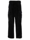 Cargo Pocket Corduroy Straight Pants Black - PRADA - BALAAN 1