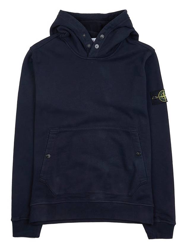 Snap Brushed Cotton Fleece Hoodie Navy - STONE ISLAND - BALAAN 11