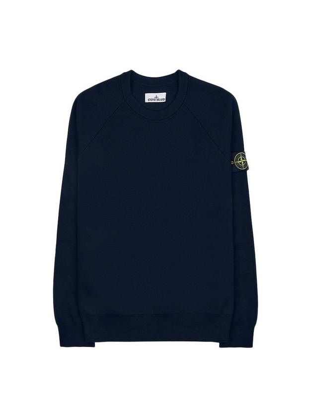 Men's Wappen Patch Crew Neck Knit Top Navy - STONE ISLAND - BALAAN 10