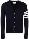 Men's Classic V-neck Merino Wool Cardigan Navy - THOM BROWNE - BALAAN 7