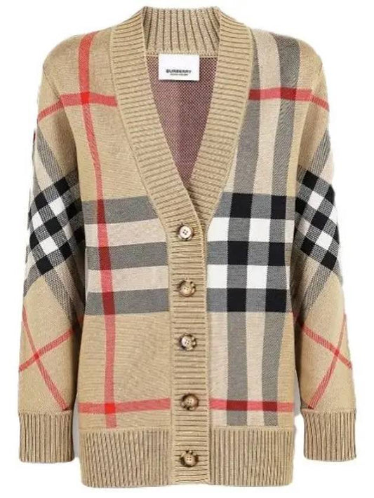 Check Technical Wool Jacquard Cardigan Archive Beige - BURBERRY - BALAAN 2