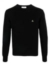 Logo Crew Neck Wool Knit Top Black - VIVIENNE WESTWOOD - BALAAN 2