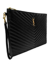 Gold Monogram Matelasse Clutch Bag Black - SAINT LAURENT - BALAAN 3