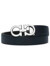 Reversible Gancini Leather Belt Black Navy - SALVATORE FERRAGAMO - BALAAN 2