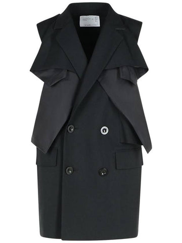 Sacai Black Polyester Blend Trench Coat - SACAI - BALAAN 1