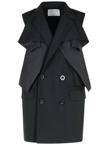 Sacai Black Polyester Blend Trench Coat - SACAI - BALAAN 1