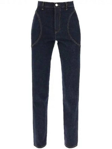 High waist upstitch denim pants 271723 - ALAIA - BALAAN 1