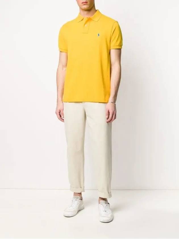 Men's Pony Slim Fit Short Sleeve Polo Shirt Yellow - POLO RALPH LAUREN - BALAAN 5