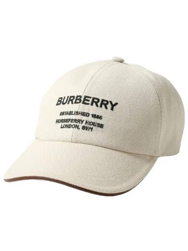 Horseferry Motif Cotton Canvas Ball Cap Natural - BURBERRY - BALAAN 2