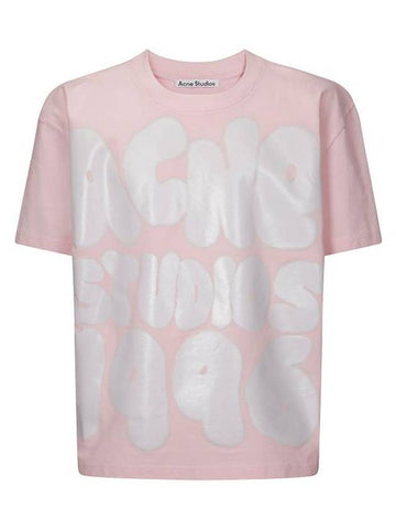 Spray Logo Print Short Sleeve T-Shirt Pink - ACNE STUDIOS - BALAAN 1