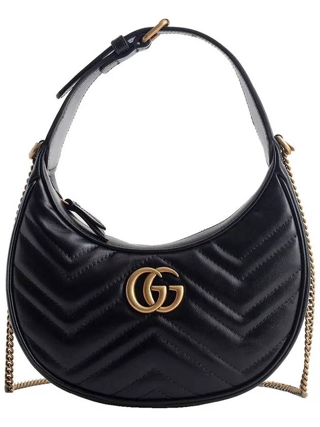 GG Marmont Half Moon Mini Bag Black - GUCCI - BALAAN 3